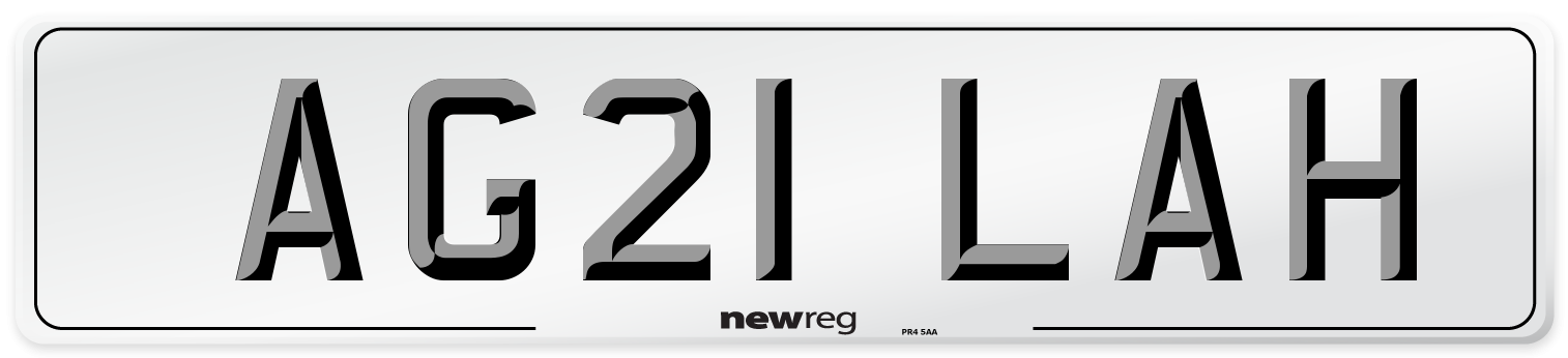 AG21 LAH Number Plate from New Reg